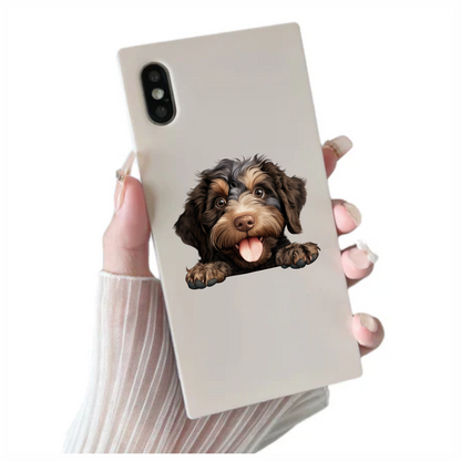 Brown Black Dog Puppy Cartoon Vinyl Sticker Decal