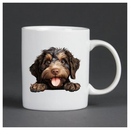 Brown Black Dog Puppy Cartoon Vinyl Sticker Decal