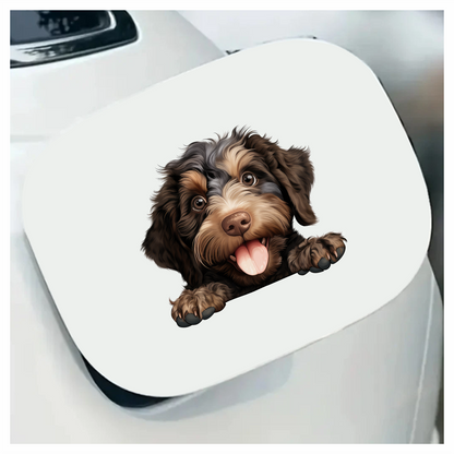 Brown Black Dog Puppy Cartoon Vinyl Sticker Decal