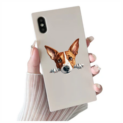 Brown White Dog Terrier Face Vinyl Sticker Decal
