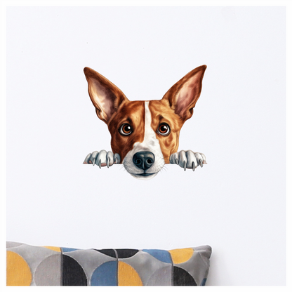 Brown White Dog Terrier Face Vinyl Sticker Decal