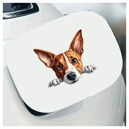 Brown White Dog Terrier Face Vinyl Sticker Decal