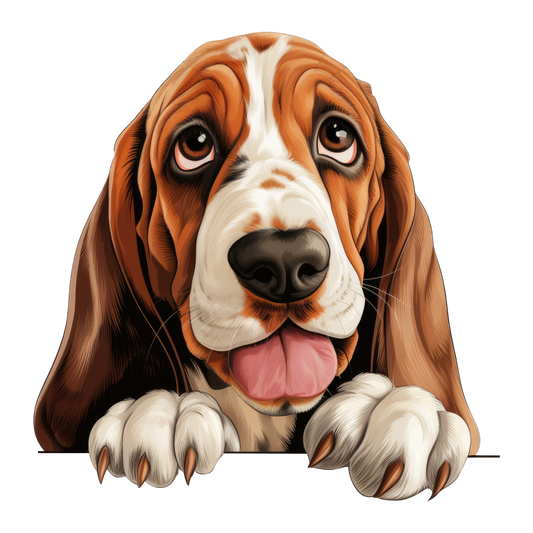 Brown Dog Basset Hound Cute Vinyl Sticker Decal