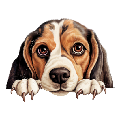 Brown White Beagle Dog Face Vinyl Sticker Decal