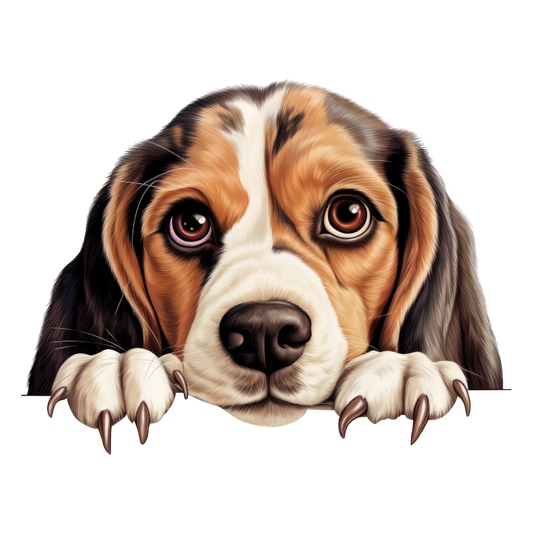 Brown White Beagle Dog Face Vinyl Sticker Decal