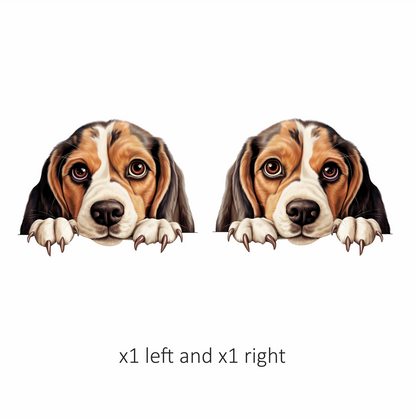 Brown White Beagle Dog Face Vinyl Sticker Decal