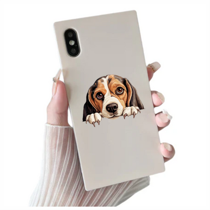 Brown White Beagle Dog Face Vinyl Sticker Decal