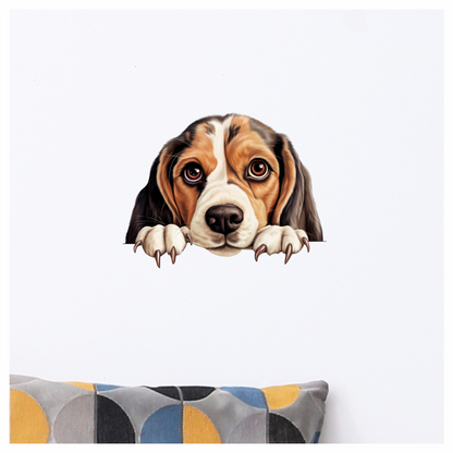 Brown White Beagle Dog Face Vinyl Sticker Decal