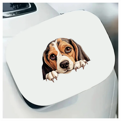 Brown White Beagle Dog Face Vinyl Sticker Decal