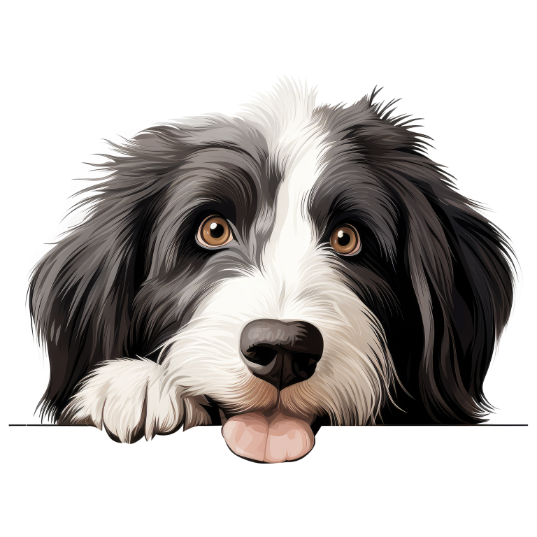 Black White Dog Bearded Collie Vinyl Sticker Decal