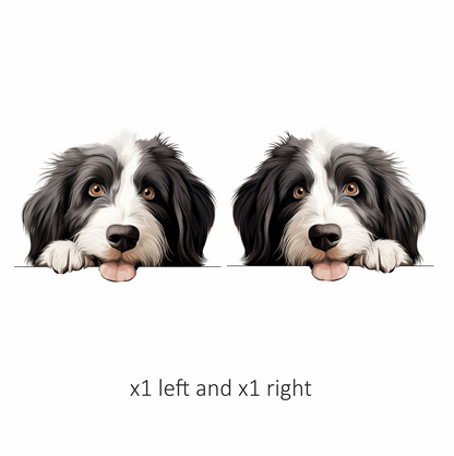 Black White Dog Bearded Collie Vinyl Sticker Decal