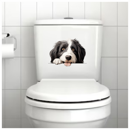 Black White Dog Bearded Collie Vinyl Sticker Decal