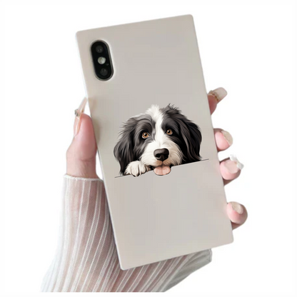 Black White Dog Bearded Collie Vinyl Sticker Decal