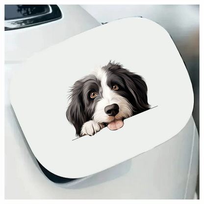 Black White Dog Bearded Collie Vinyl Sticker Decal