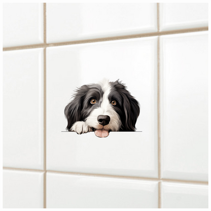 Black White Dog Bearded Collie Vinyl Sticker Decal