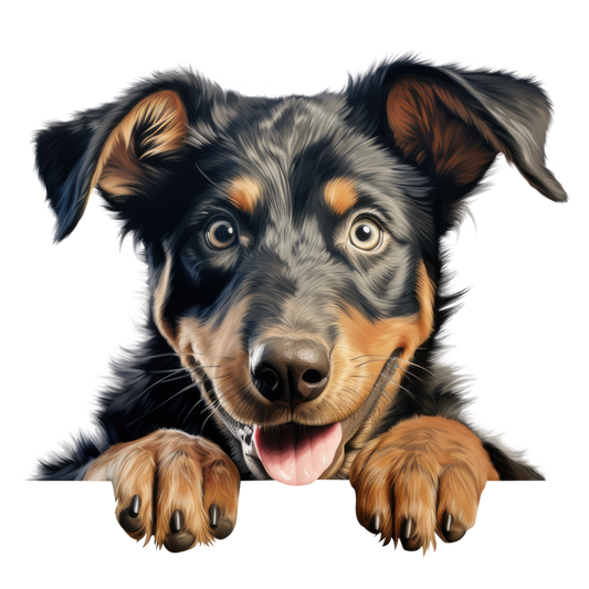 Black Brown Dog Puppy Happy Vinyl Sticker Decal