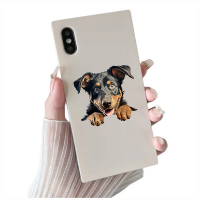 Black Brown Dog Puppy Happy Vinyl Sticker Decal