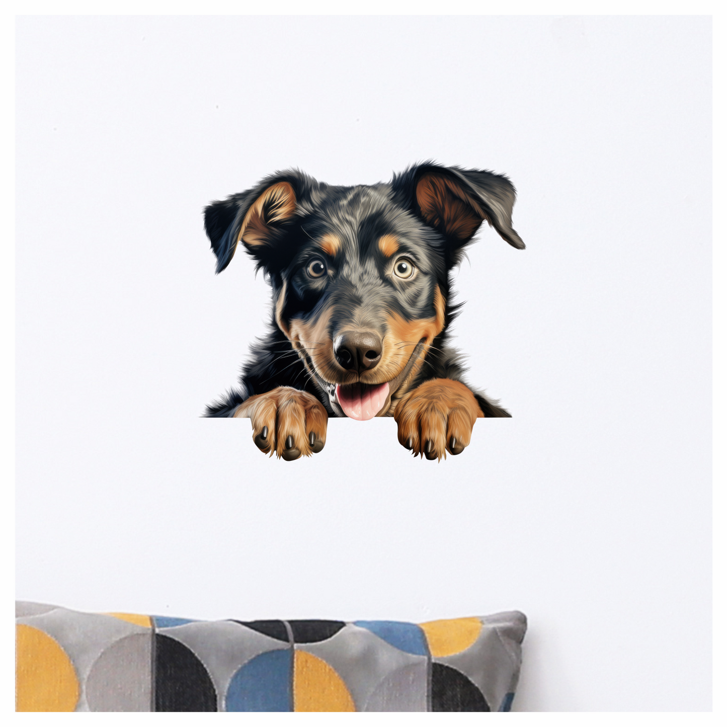Black Brown Dog Puppy Happy Vinyl Sticker Decal