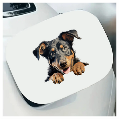 Black Brown Dog Puppy Happy Vinyl Sticker Decal