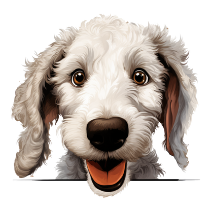 White Dog Poodle Happy Face Vinyl Sticker Decal