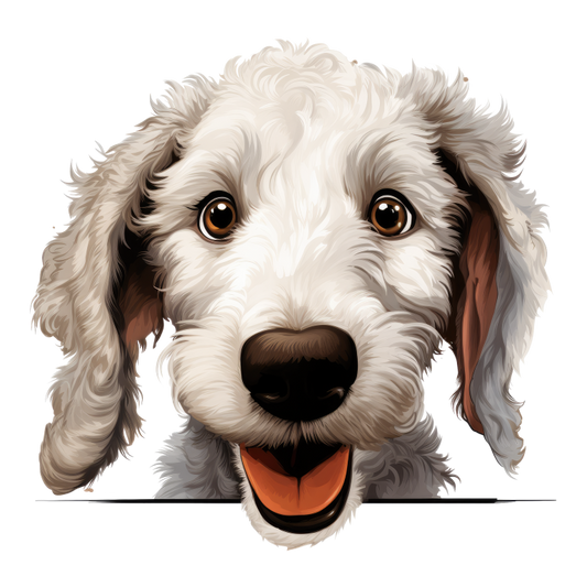 White Dog Poodle Happy Face Vinyl Sticker Decal