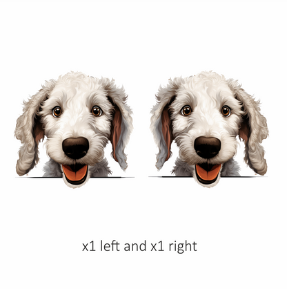White Dog Poodle Happy Face Vinyl Sticker Decal