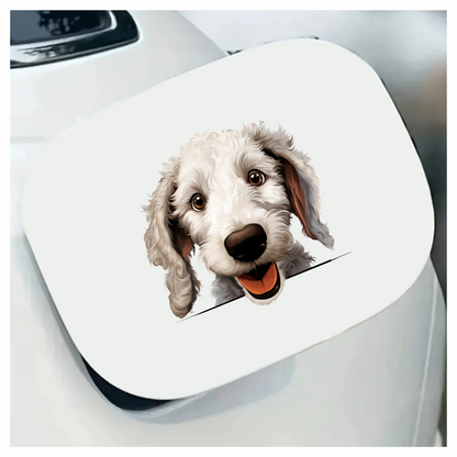White Dog Poodle Happy Face Vinyl Sticker Decal