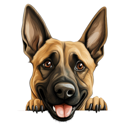 Brown Dog German Shepherd Happy Face Vinyl Sticker Decal