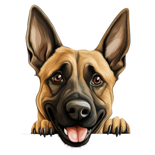 Brown Dog German Shepherd Happy Face Vinyl Sticker Decal