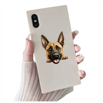 Brown Dog German Shepherd Happy Face Vinyl Sticker Decal