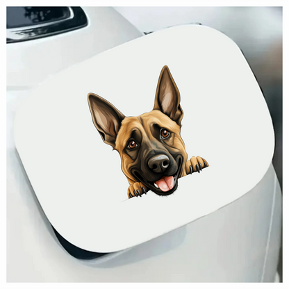 Brown Dog German Shepherd Happy Face Vinyl Sticker Decal