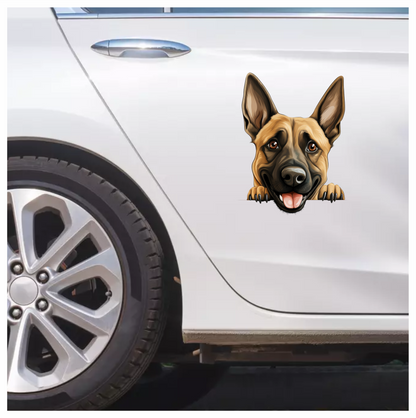 Brown Dog German Shepherd Happy Face Vinyl Sticker Decal