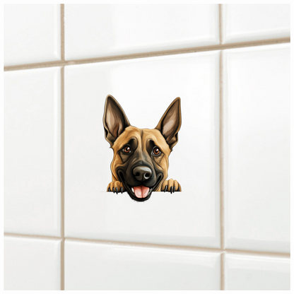 Brown Dog German Shepherd Happy Face Vinyl Sticker Decal