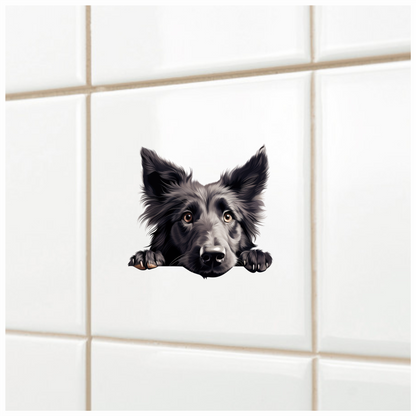 Black Dog Border Collie Face Vinyl Sticker Decal