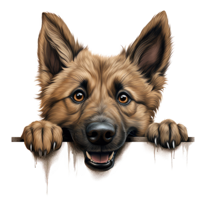 Brown Dog German Shepherd Smiling Face Vinyl Sticker Decal