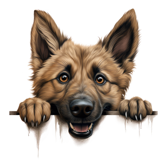 Brown Dog German Shepherd Smiling Face Vinyl Sticker Decal