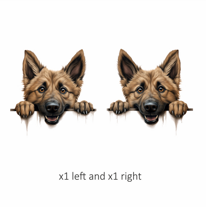 Brown Dog German Shepherd Smiling Face Vinyl Sticker Decal