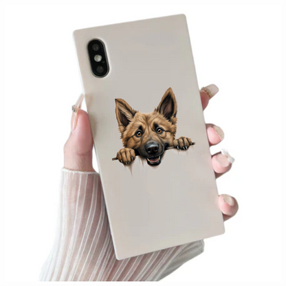 Brown Dog German Shepherd Smiling Face Vinyl Sticker Decal