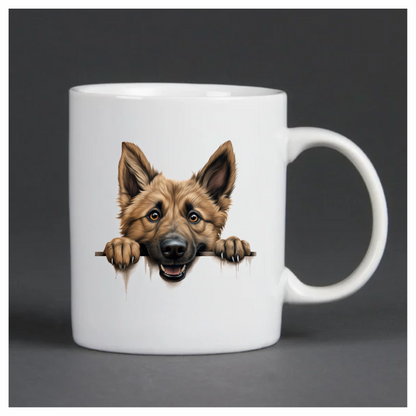 Brown Dog German Shepherd Smiling Face Vinyl Sticker Decal