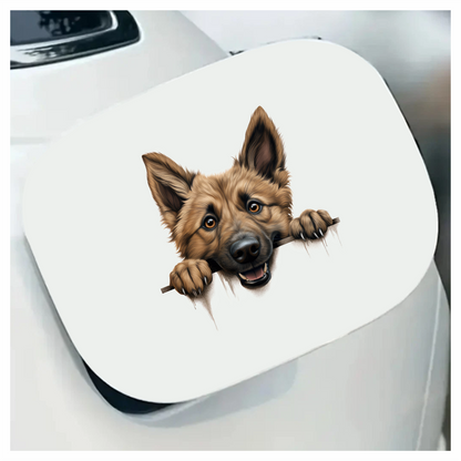 Brown Dog German Shepherd Smiling Face Vinyl Sticker Decal