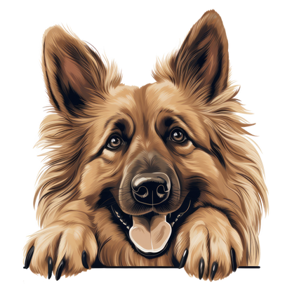 Brown Dog German Shepherd Happy Face Vinyl Sticker Decal