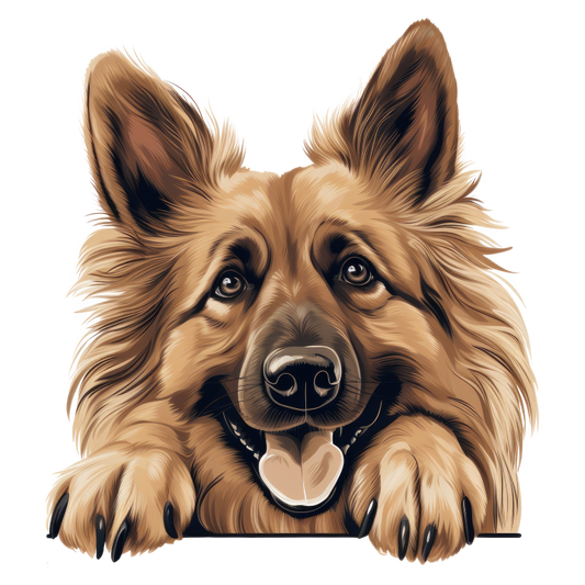 Brown Dog German Shepherd Happy Face Vinyl Sticker Decal