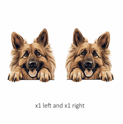 Brown Dog German Shepherd Happy Face Vinyl Sticker Decal