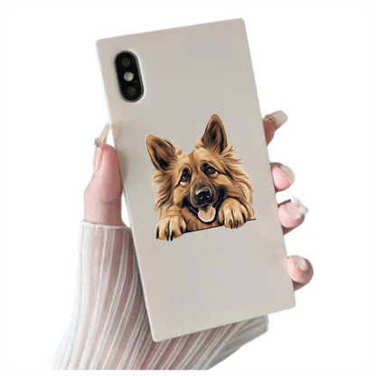 Brown Dog German Shepherd Happy Face Vinyl Sticker Decal