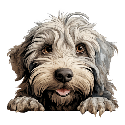 Grey Shaggy Dog Puppy Cute Vinyl Sticker Decal