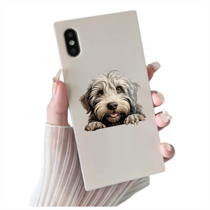 Grey Shaggy Dog Puppy Cute Vinyl Sticker Decal