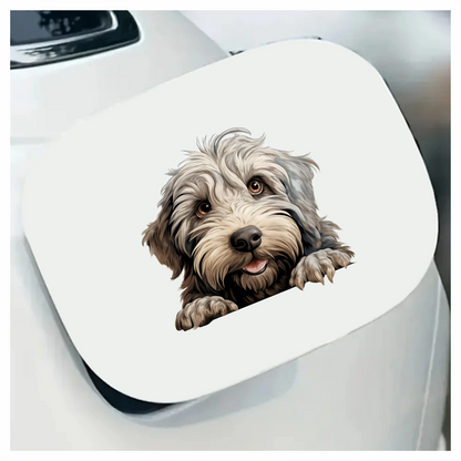 Grey Shaggy Dog Puppy Cute Vinyl Sticker Decal