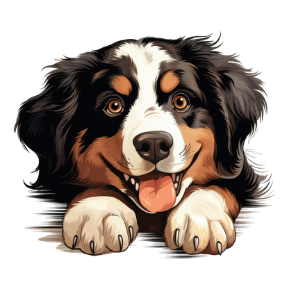 Black Brown White Dog Bernese Vinyl Sticker Decal