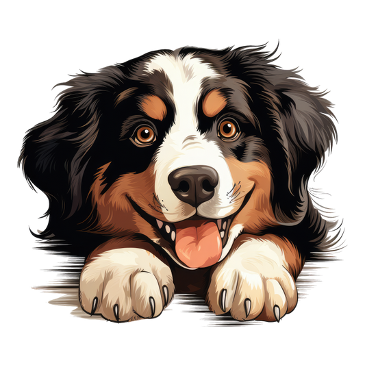 Black Brown White Dog Bernese Vinyl Sticker Decal