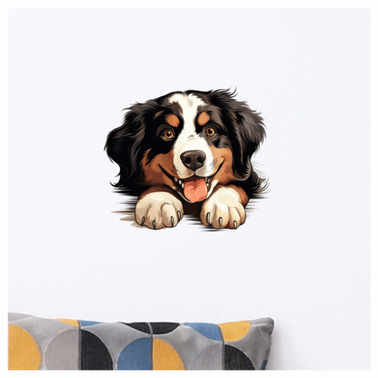 Black Brown White Dog Bernese Vinyl Sticker Decal